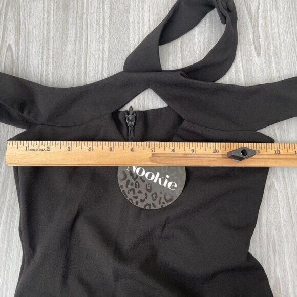 Nookie Hollywood Off the Shoulder Cut Out Crossover Neck Midi Dress Black S - Picture 9 of 10